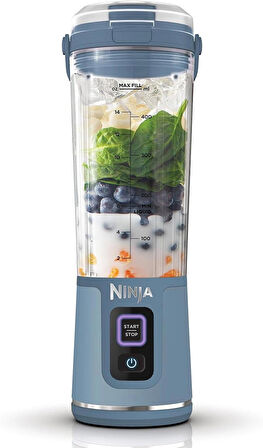 Ninja Blast taşınabilir mikser / blender / Smoothie makinesi, 530 ml bardak, sızdırmaz kapak, güçlü mini blender, kablosuz ve şarj edilebilir, buz ve meyve parçalayabilir, mavi, BC151EUNV