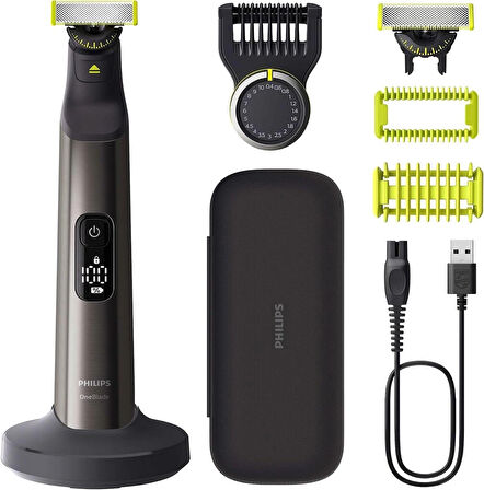 Philips OneBlade Pro 360 Face & Body – Elektrikli sakal kesici, tıraş makinesi ve vücut tıraş makinesi, 2 x 360 bıçak, 1 x 20 uzunluk ayarlı tarak, 1 x vücut kiti, 1 x şarj istasyonu, 1 x seyahat