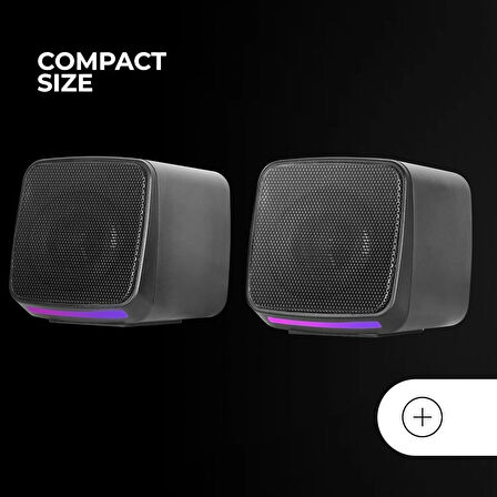 Hoparlör 1+1 Kablolu RGB ışıklı PC hoparlör, PC/Mac/akıllı telefon/tablet ile uyumlu