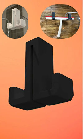  Çift Taraflı Siyah Duşakabin Cam Askısı Minimalist Tasarım (6mm Cam Kalınlığı)