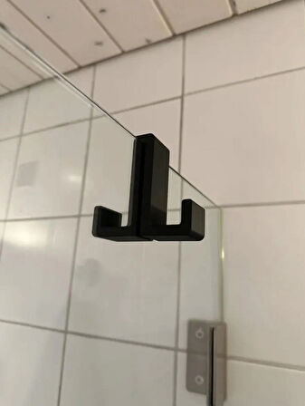 Çift Taraflı Duşakabin Cam Askısı Minimalist Tasarım(8 mm Cam Kalınlığı) (Siyah)