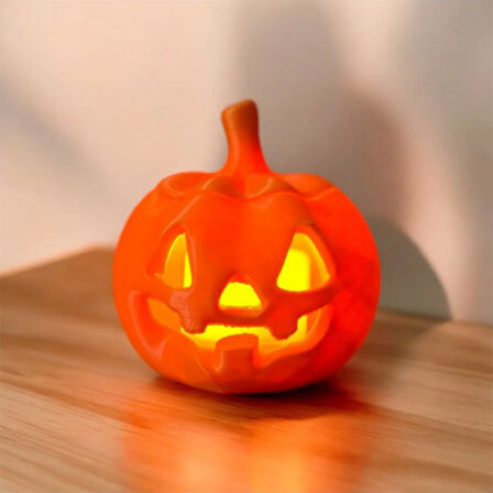Halloween Işıklı Bal Kabağı - Cadılar Bayramı Dekoratif Bal Kabağı (Tealight mum ile birlikte)