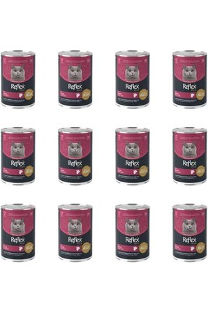 Reflex Plus Jöle İçinde Et Parçacıklı Kuzu Etli Yetişkin Kedi Konservesi 400 Gr (12 Adet)