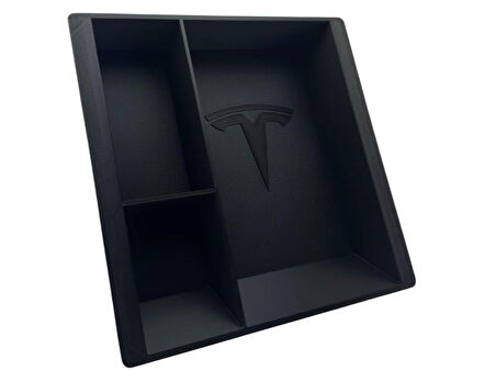 Tesla Model Y 3 Bölmeli Orta Konsol Düzenleyici – Kaymaz Araç İçi Organizer, Saklama Kutusu, Araba Aksesuarı (Biyoplastik)