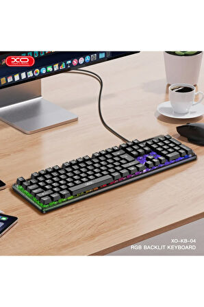 RGB Aydınlatmalı Kablolu Gaming Klavye,Sessiz Mekanik Hisli Tuşlar,ABS Gövde,104 Tuş,Siyah,EN-Q