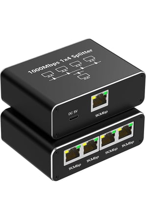 Daytona ZR889 1000Mbps İnternet Hızı, 8, 7, 6 Için Type C Güç Kablosu ile RJ45 Network Splitter Bilgisayarlar, TV'ler, Yönlendiriciler Için Adaptör 1to4