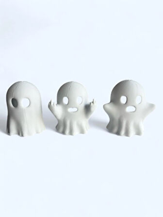 3’lü Tealightlı Hayalet Seti – Dekoratif Halloween Masa Süsü (Biyoplastik) 7 cm