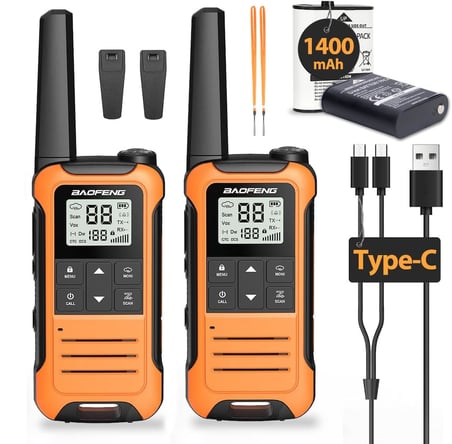Valkyrie Baofeng Lisans Gerektirmez El Telsizi F22 | 22 Kanal | Type-C Şarjlı | 1400 mAh | 2’li Set