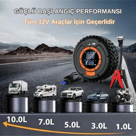 Süper Güçlü 4000A 4'ü 1 Arada Jump Starter 25000 Mah
