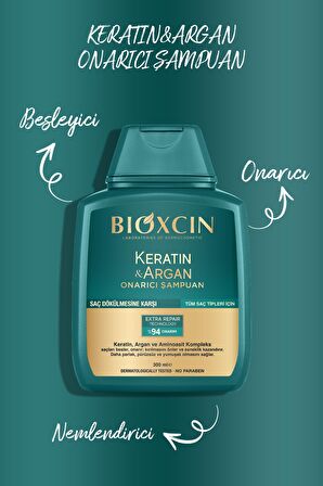 Bioxcin Keratin & Argan Onarıcı Şampuan 300ml + Bioxcin Kertin Argan Saç Bakım Kremi