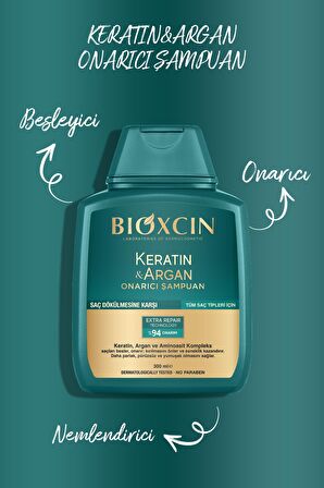 Bioxcin Keratin & Argan Onarıcı Şampuan300 ml + Bioxcin Kertin Argan Saç Bakım Yağı