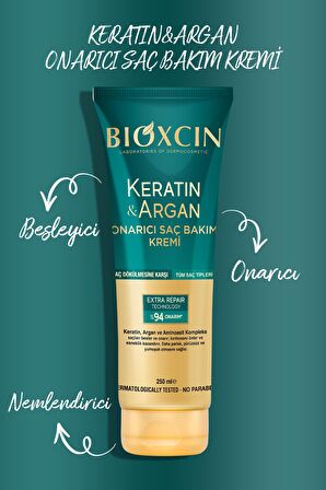 Bioxcin Keratin & Argan Onarıcı Şampuan 300ml + Keratin Argan Saç Bakım Yağı + Saç Kremi