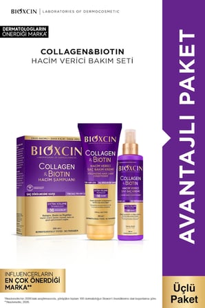 Collagen & Biotin Hacim Şampuanı + Saç Bakım Kremi + Sıvı Saç Kremi