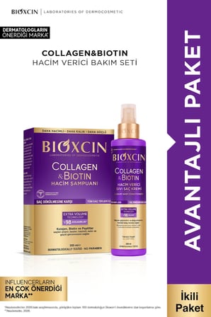 Collagen & Biotin Hacim Şampuanı + Sıvı Saç Kremi (Hacim Verici, Dolgunlaştırıcı İçerikli)