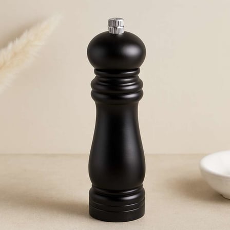 Küçük Siyah Ahşap Tuz ve Baharat Öğütücü (Çap 4.5 cm, 15.5 cm)