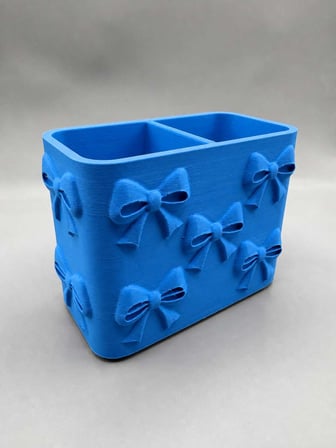 3D Baskı Fiyonk Desenli Bölmeli Kalemlik - Masaüstü Organizer - Mavi