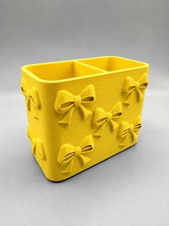 3D Baskı Fiyonk Desenli Bölmeli Kalemlik - Masaüstü Organizer - Sarı