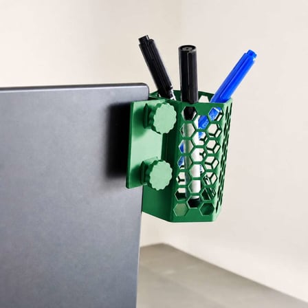 3D Baskı Monitor Kalemlik - Petek Desenli Laptop Kenar Altıgen Kalemlik-Yeşil