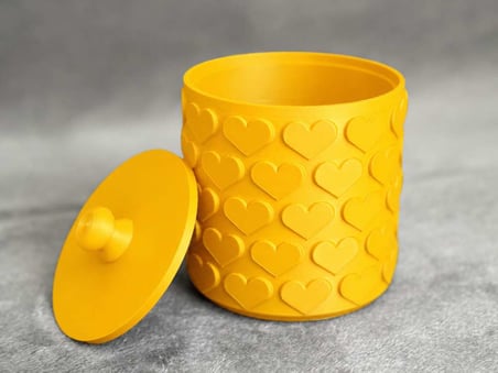 3D Baskı Kalp Desenli Kapaklı Saklama Kutusu - İki Renkli Organizer - Sarı