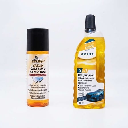 Cilalı Konsantre Oto Şampuanı 1 Litre ve Oto Cam Suyu Şampuanı 40 ml 1 Adet