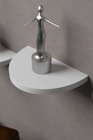 3 lu Oval Duvar Rafı Beyaz 115 cm