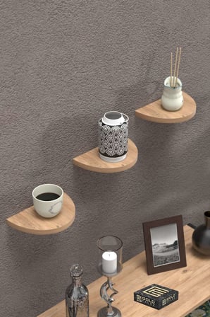 3 lü Oval Duvar Rafı Ceviz 115 cm