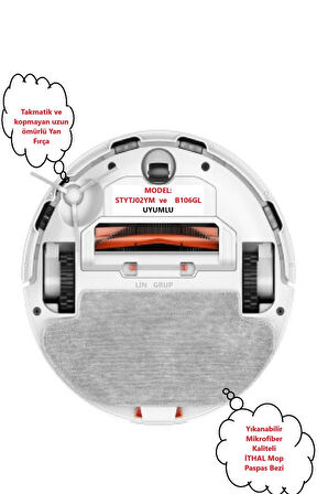 Xiaomi Mi Robot Vacuum STYTJ02YM S10 - S12 - Viomi V2 V3 uyumlu yedek parçaları
