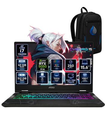 MSI Cyborg 15 Intel Core i7-13620H 40 GB DDR5 512 GB SSD RTX 5050 8 GB 15.6'' FHD IPS 144Hz Windows 11 Pro Oyuncu Dizüstü Bilgisayar B13WEKG-893XTRNNRNP13