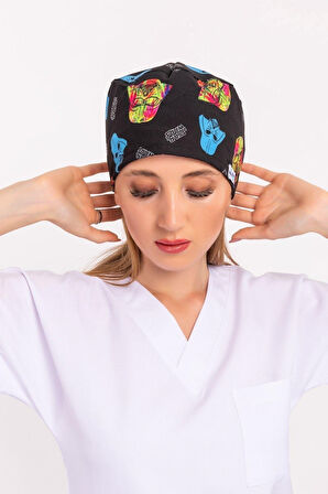 Unisex Renkli Star Wars Desenli Cerrahi Bone Hemşire Saç Bonesi