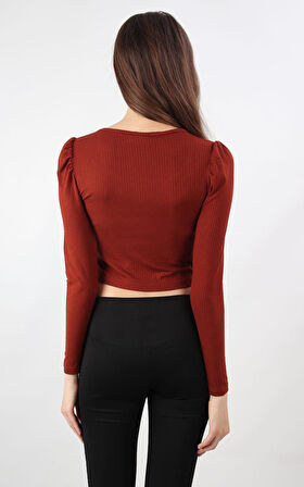 ALEXANDERGARDI KOLU BÜZGÜLÜ CROP BLUZ (B19-155502)