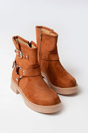 02-2013 Taba Süet Toka Aksesuarlı Fermuarlı Günlük Kadın Bot