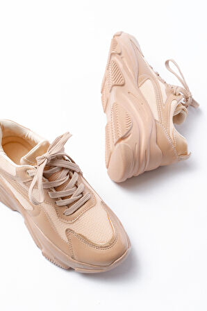 SP-149 Nut Gold Bağcıklı Fileli Günlük Spor Ayakkabı