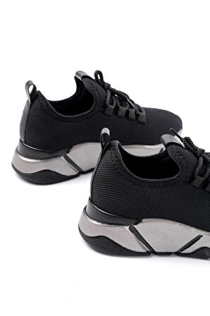 RS-400  Siyah Bağcıklı Fileli Platin Taban Günlük Kadın Spor