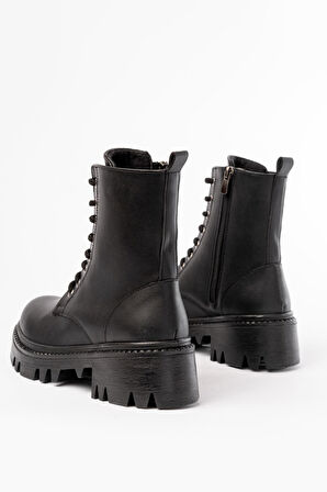 868-356 Siyah Bağcıklı Fermuarlı Günlük Kadın Bot