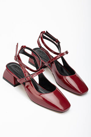ST-003 Bordo Rugan Günlük 4 cm Topuklu Kadın Ayakkabı