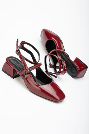 ST-003 Bordo Rugan Günlük 4 cm Topuklu Kadın Ayakkabı