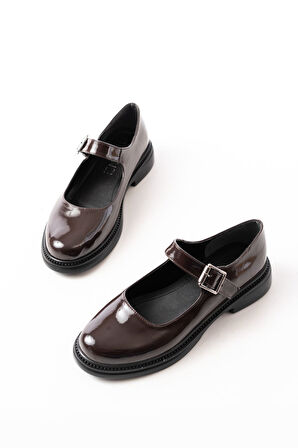 YSN-4444 Kahve Rugan Günlük Kadın Ayakkabı