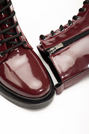 2024-2289 Bordo Rugan Bağcıklı Fermuarlı Günlük Kadın Bot