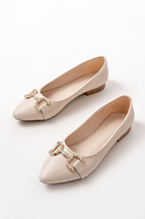 İNF-133 Ten Taşlı Tokalı Günlük Kadın  Babet