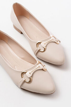 İNF-129 Ten Günlük Taş Aksesuarlı Babet