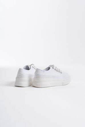 Glown Kadın Beyaz Keten Spor Ayakkabı