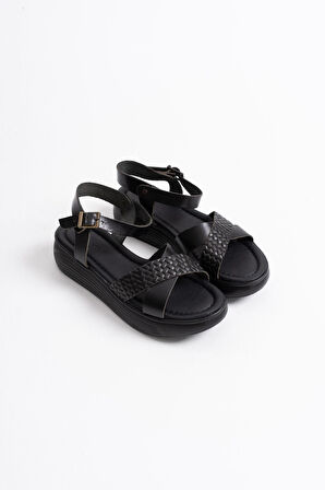 Orwell Siyah Hakiki Deri Sandalet