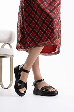 Orwell Siyah Hakiki Deri Sandalet