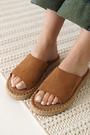 Grey Süet Taba Kadın Terlik