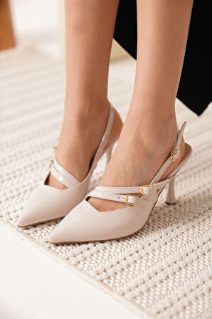 Lenora Kadın Bej Rugan Topuklu Ayakkabı