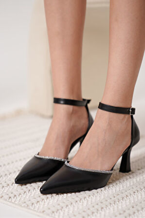 Darla Taşlı Kadın Siyah Topuklu Ayakkabı