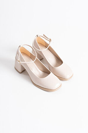 Sansa Bej Rugan Kadın Topuklu Ayakkabı