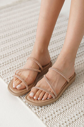 Alba Nude Kadın Taşlı Terlik