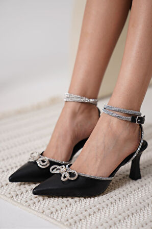 İrina Kadın Siyah Taşlı Topuklu Ayakkabı