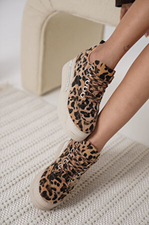 Alice Kadın Leopar Desenli Gizli Topuklu Sneaker